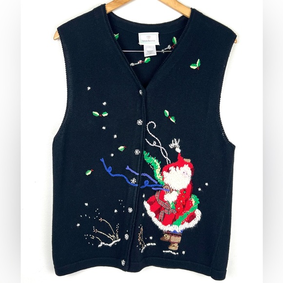 Vintage 1998 Susan Bristol Holiday Santa Sweater Vest - Picture 6 of 14